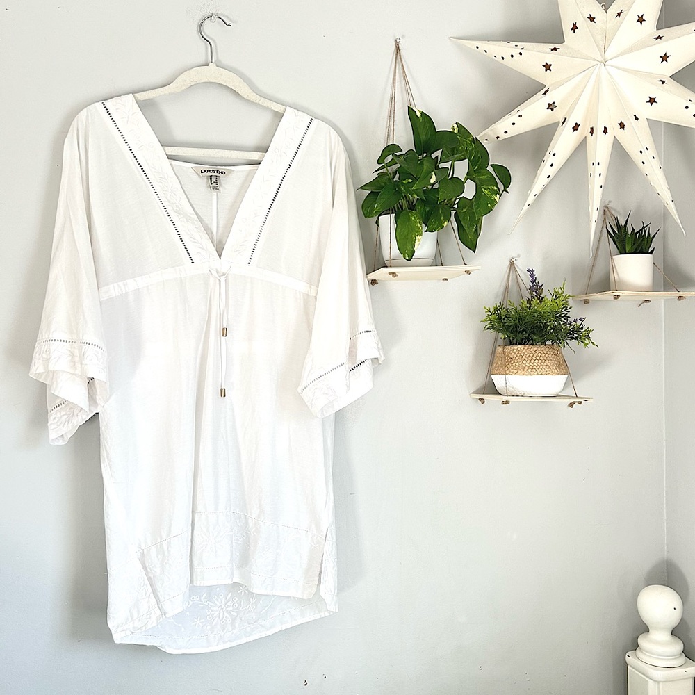 Lands' End White Cotton Swim Coverup Tunic